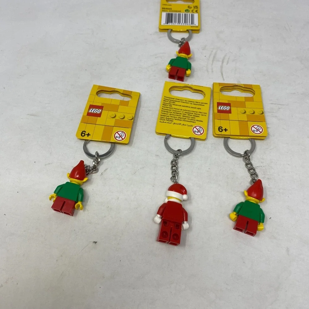 LEGO Minifig Santa Clause and Elf Keychains Christmas Charm -‎ NEW